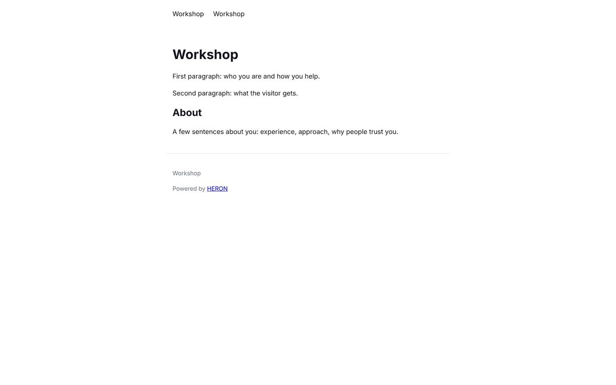 Starter theme: a home page with a heading, text and sections